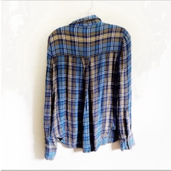 Free People Joplin shirt blue plaid button down flannel long sleeves - Picture 9 of 9